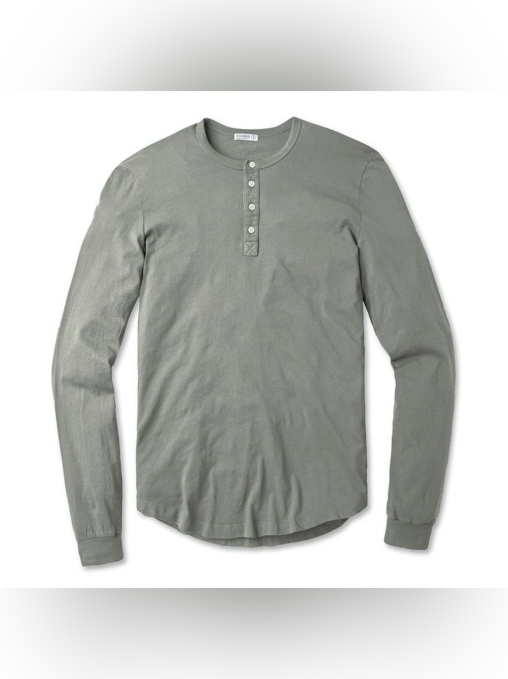 Buck Mason Men’s Long Sleeve Henley Shirt Gray XL 100% Cotton